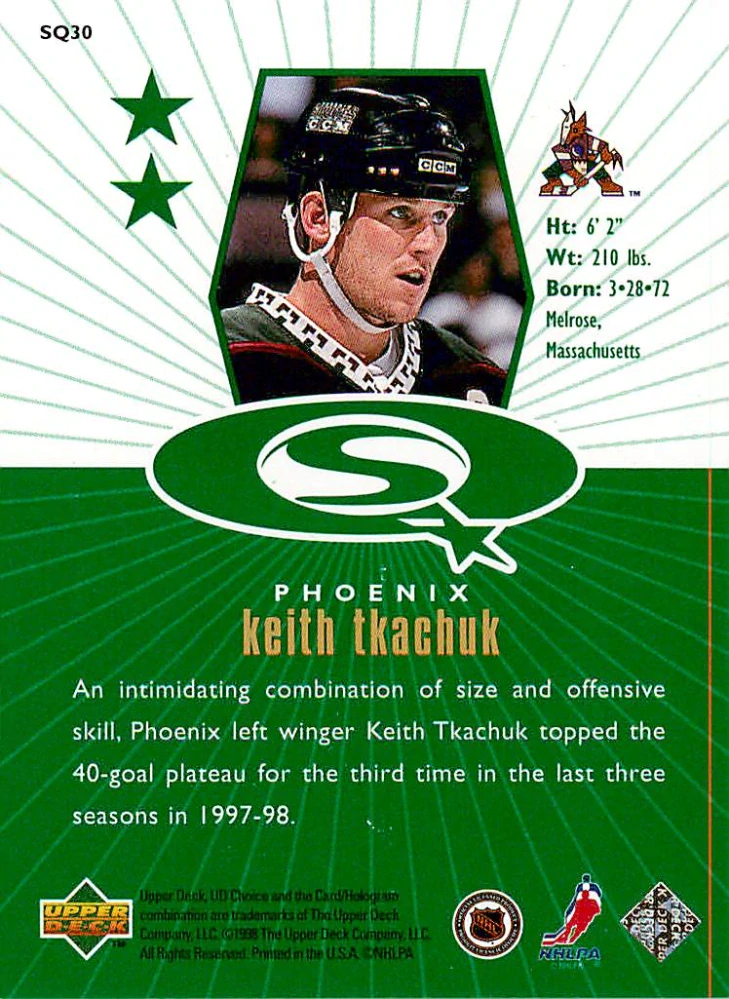 1998-99 UD Choice - Keith Tkachuk - Starquest Green #SQ30