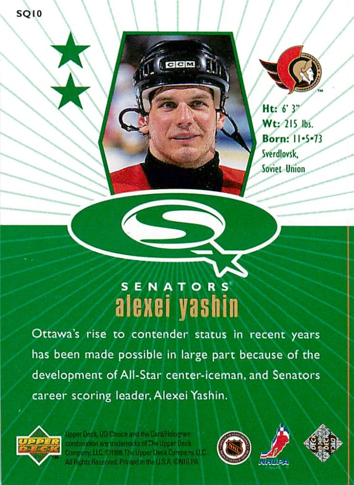 1998-99 UD Choice - Alexei Yashin - Starquest Green #SQ10