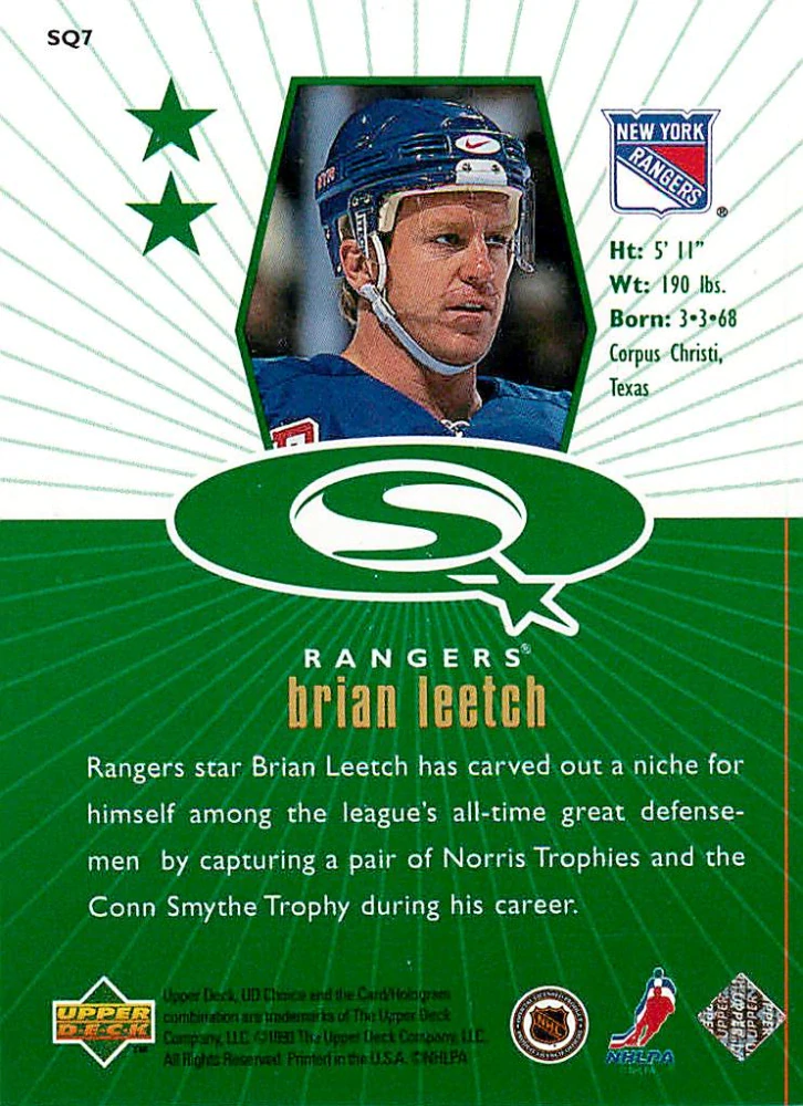 1998-99 UD Choice - Brian Leetch - Starquest Green #SQ7