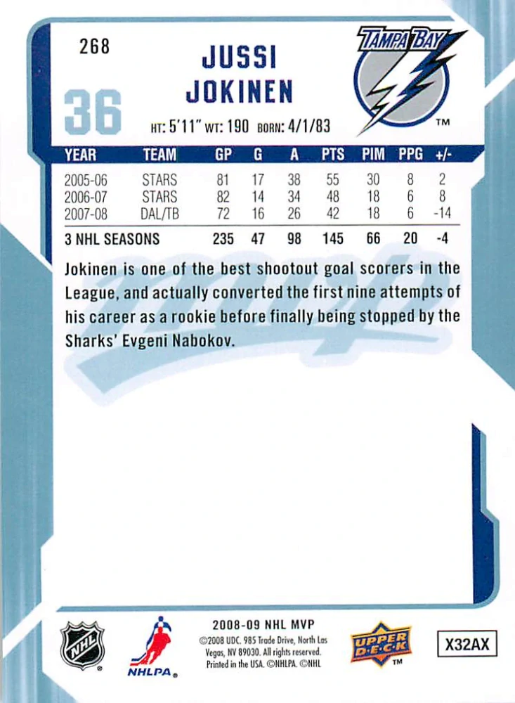 2008-09 UD MVP - Jussi Jokinen #268