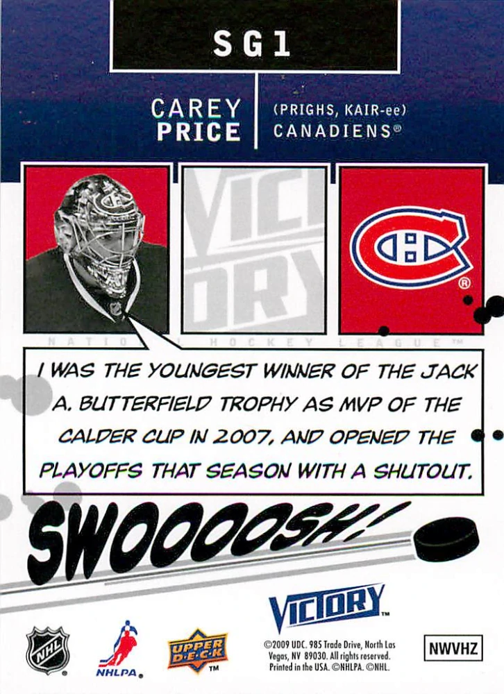 2009-10 UD Victory - Carey Price - Stars of the Game #SG1