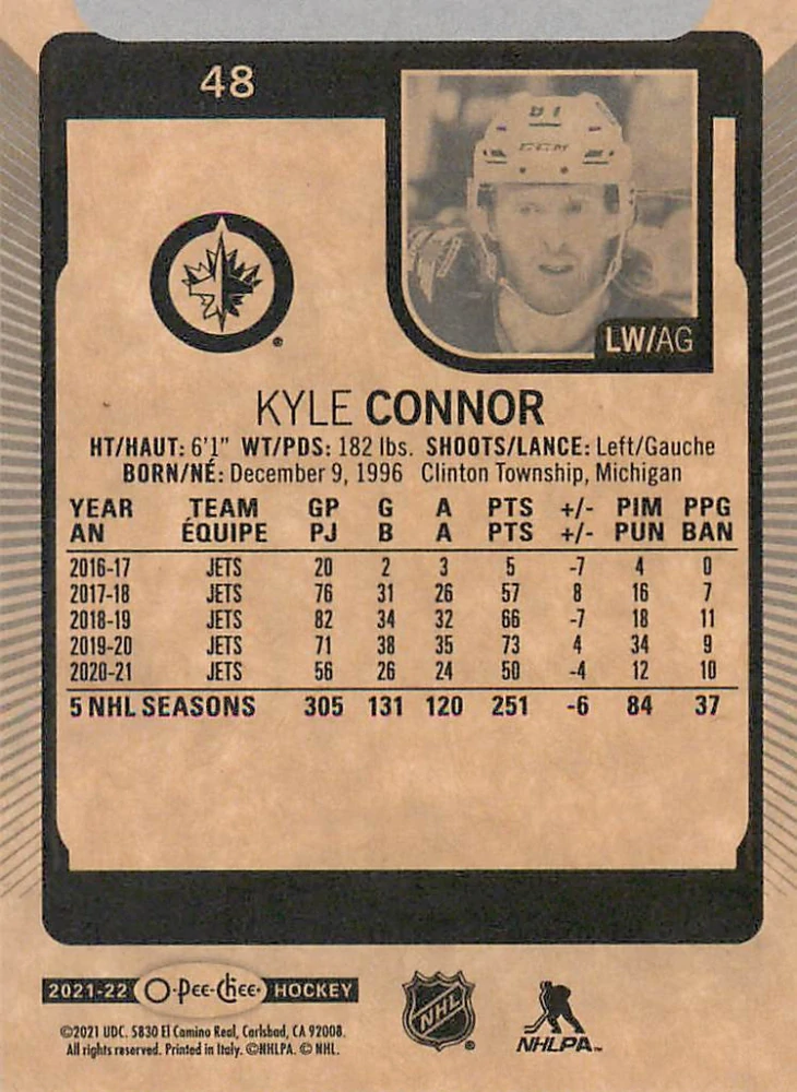2021-22 UD O-Pee-Chee - Kyle Connor #48
