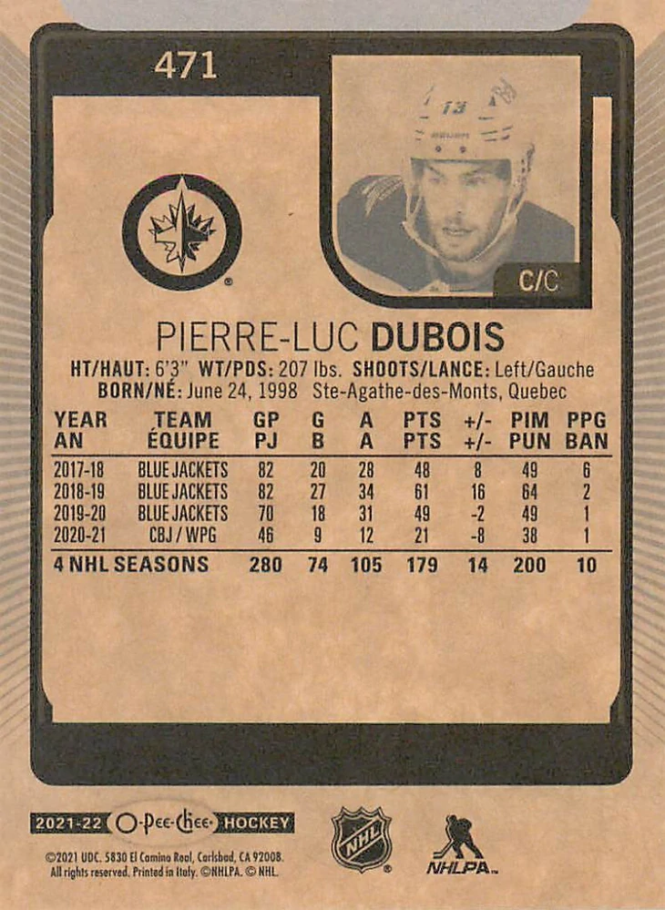 2021-22 UD O-Pee-Chee - Pierre-Luc Dubois #471