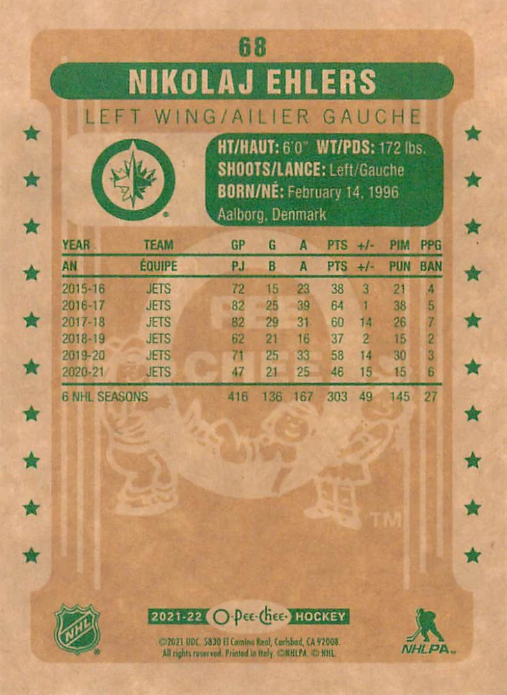 2021-22 UD O-Pee-Chee - Nikolaj Ehlers - Retro #68