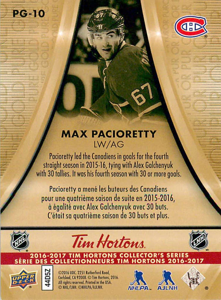 2016-17 UD Tim Hortons - Max Pacioretty - Pure Gold #PG-10