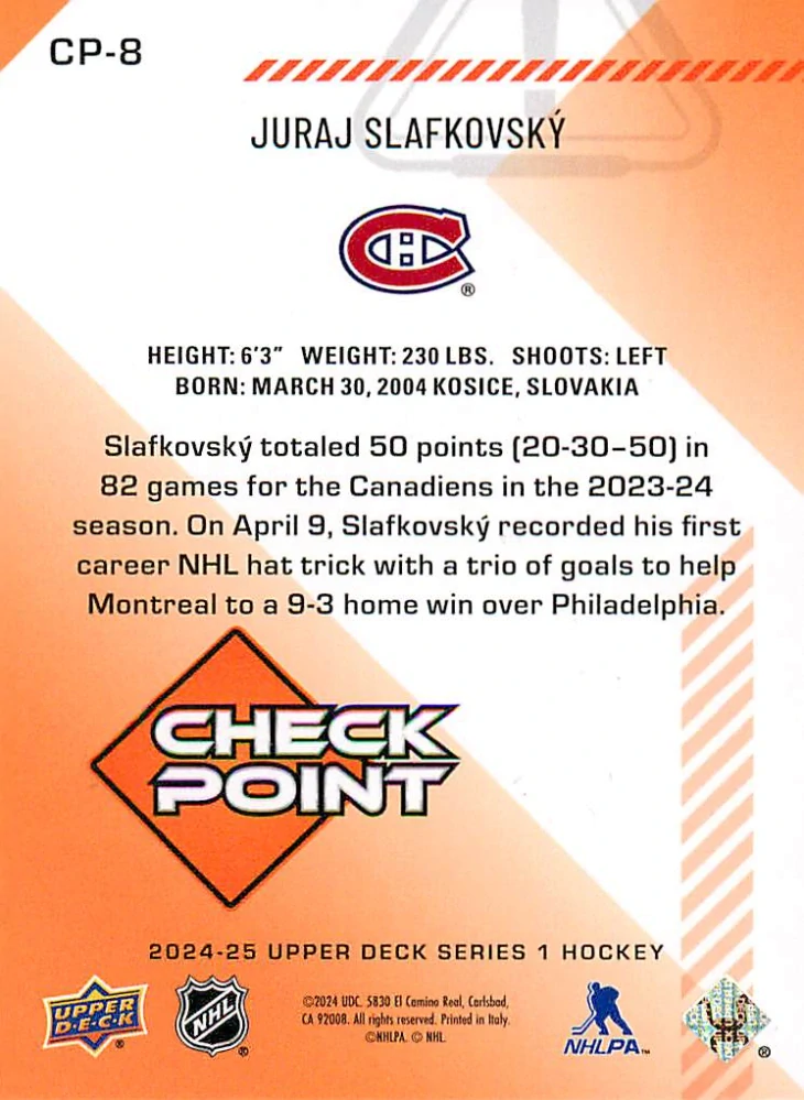 2024-25 UD Series 1 - Juraj Slafkovský - Check Point #CP-8