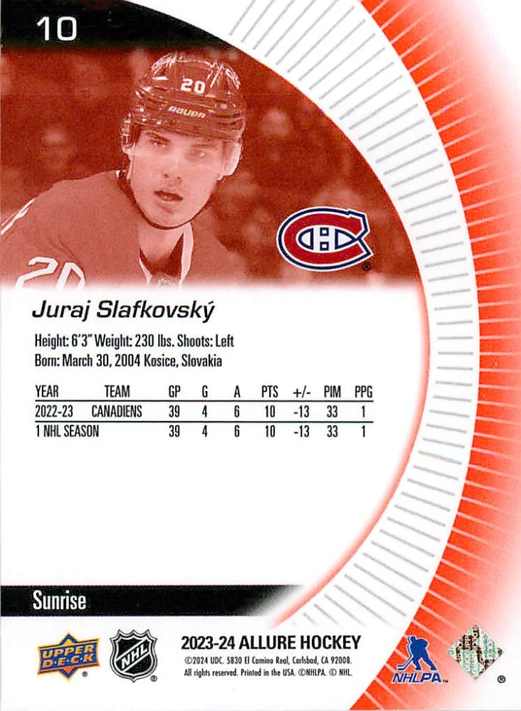 2023-24 UD Allure - Juraj Slafkovský - Sunrise #10