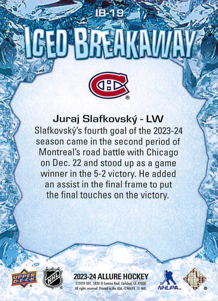 2023-24 UD Allure - Juraj Slafkovský - Iced Breakaway #IB-19