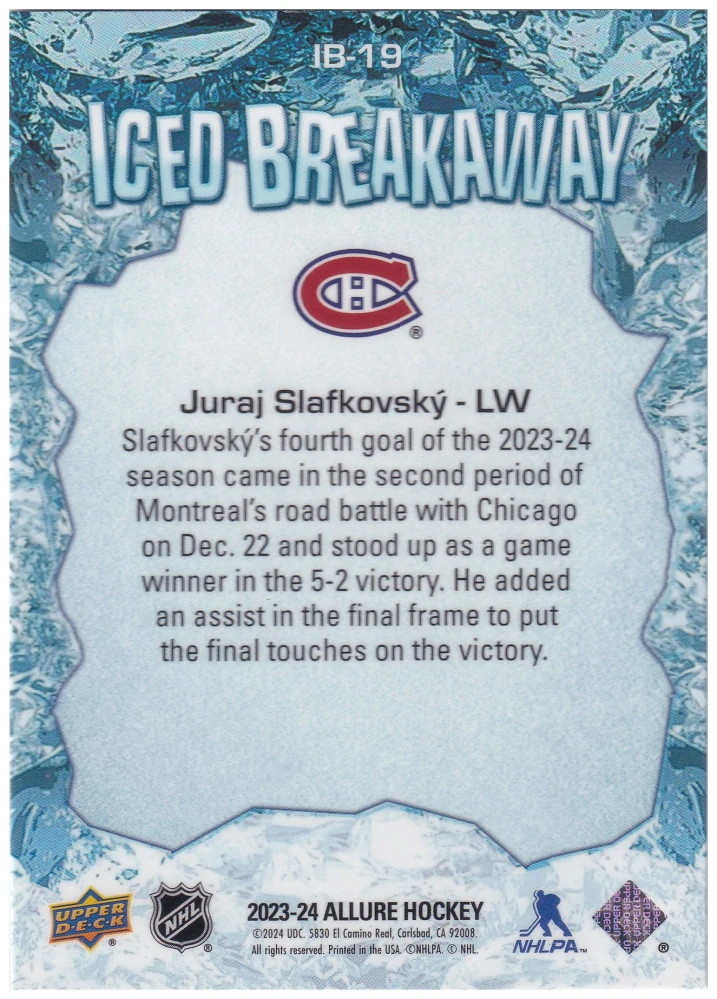 2023-24 UD Allure - Juraj Slafkovský - Iced Breakaway #IB-19