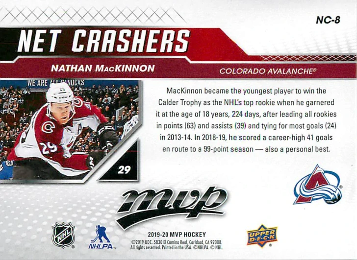 2019-20 UD MVP - Nathan MacKinnon - Net Crashers #NC-8