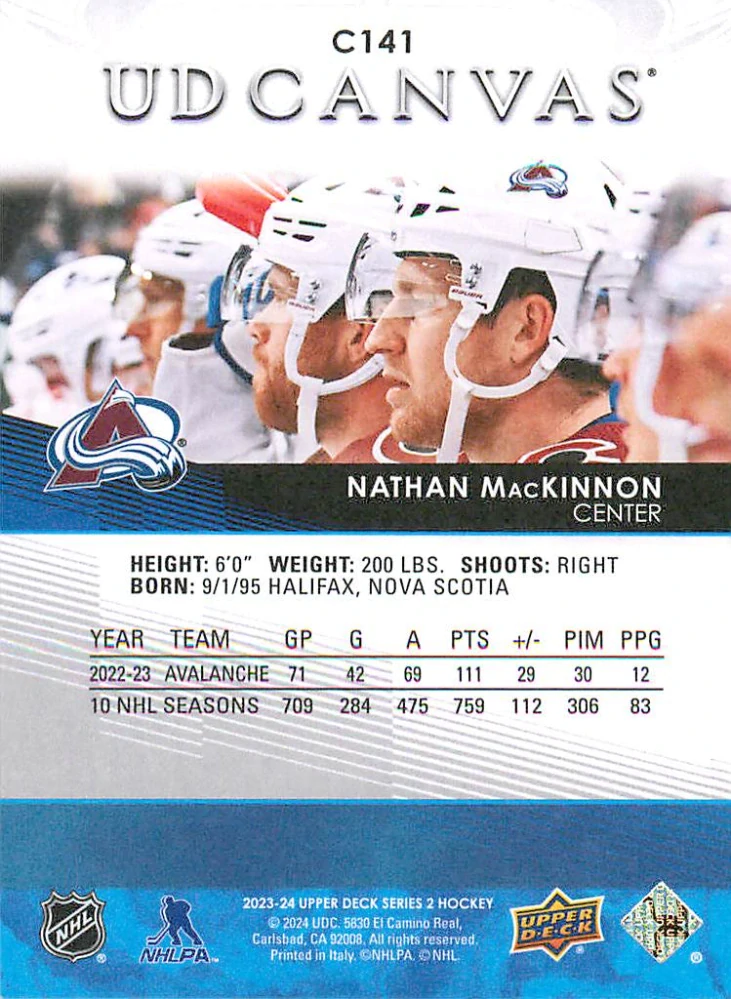 2023-24 UD Series 2 - Nathan MacKinnon - Canvas #C141