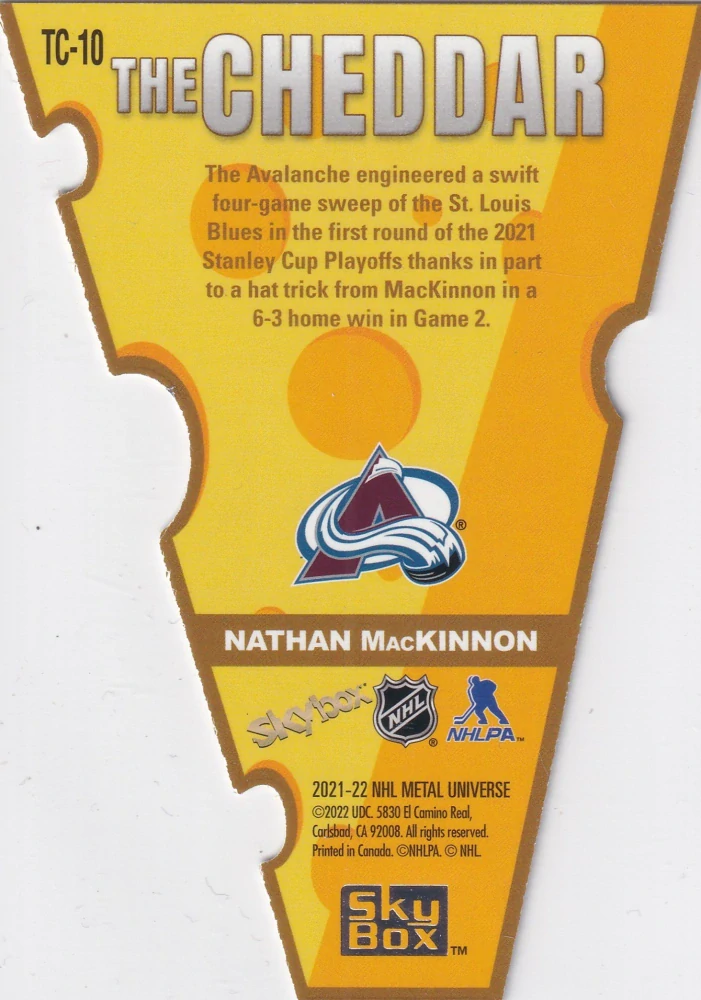 2021-22 UD Skybox Metal Universe - Nathan MacKinnon - The Cheddar #TC-10