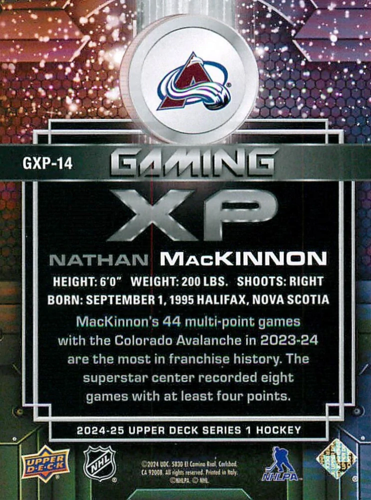 2024-25 UD Series 1 - Nathan MacKinnon - Gaming XP #GXP-14