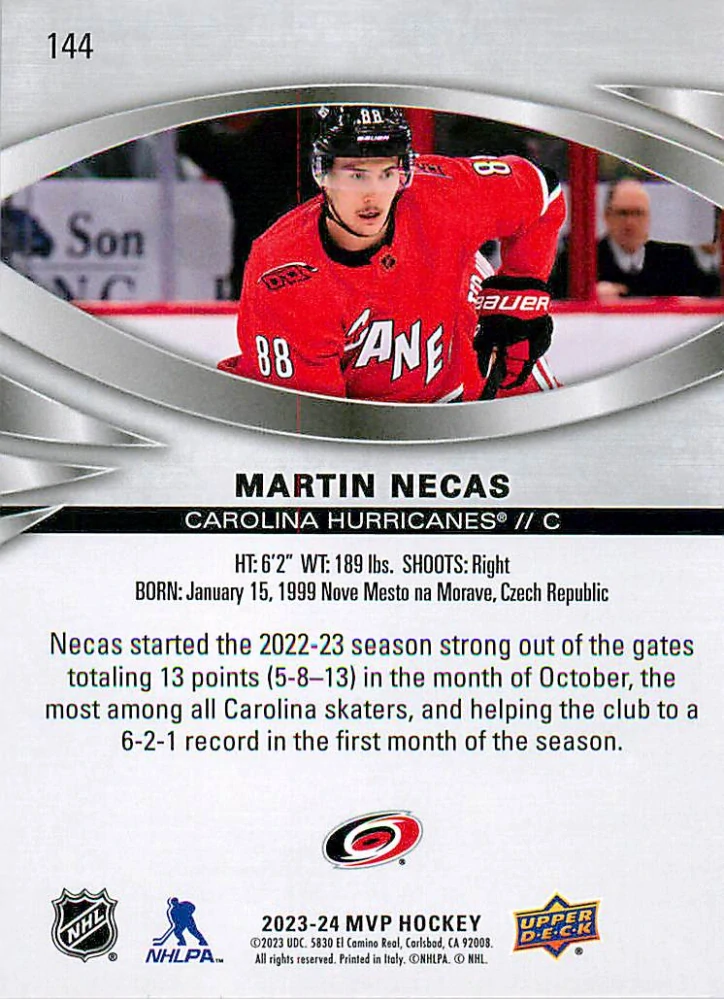 2023-24 UD MVP - Martin Nečas - Silver Script #144