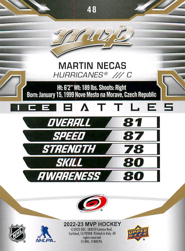 2022-23 UD MVP - Martin Nečas - Gold Ice Battles #48