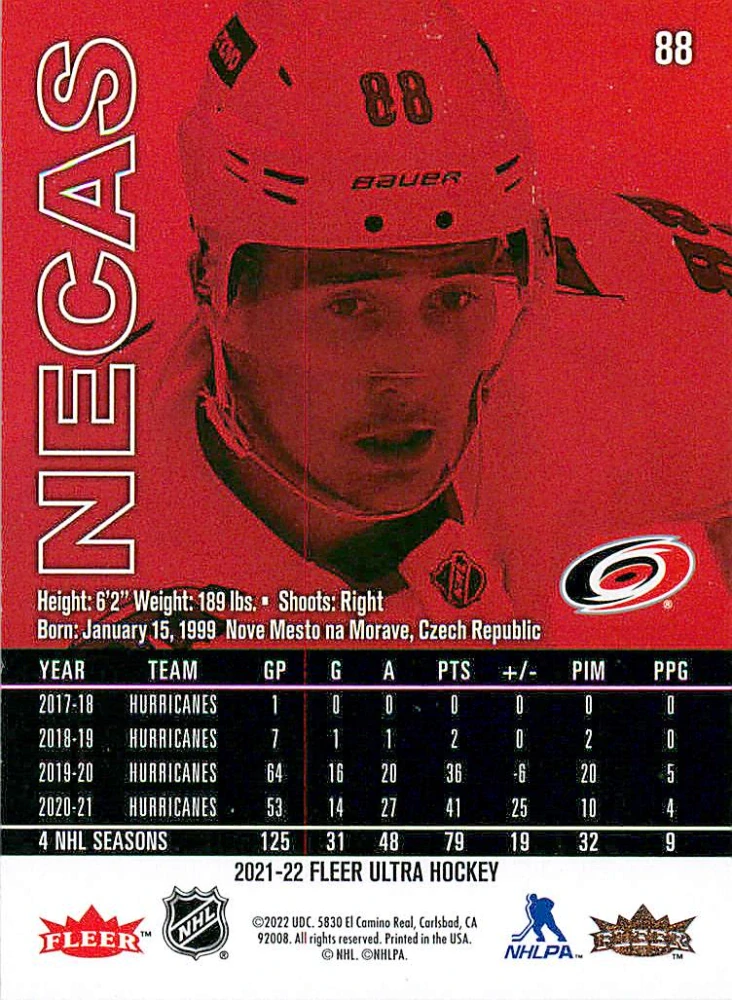 2021-22 UD Fleer Ultra - Martin Nečas - Silver Foil #88