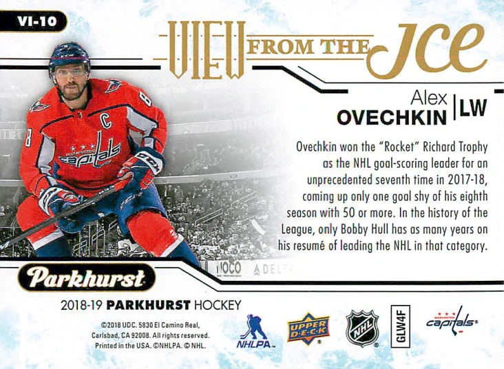 2018-19 UD Parkhurst - Alex Ovechkin - View From The Ice #VI-10