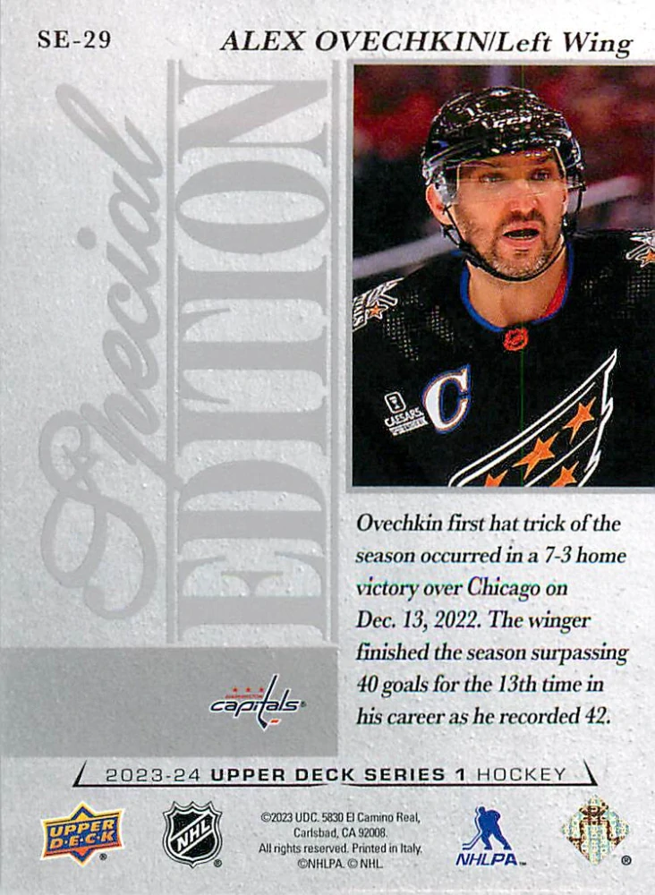 2023-24 UD Series 1 - Alex Ovechkin - Special Edition #SE-29