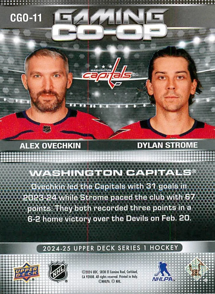 2024-25 UD Series 1 - Alex Ovechkin, Dylan Strome - Gaming Co-op #CGO-11