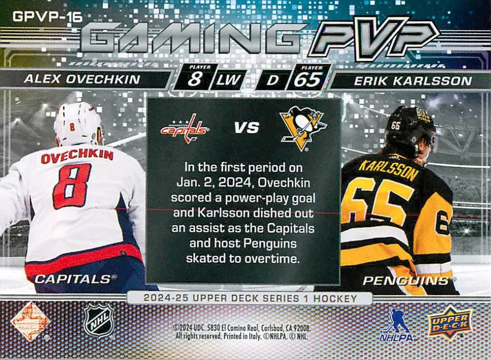2024-25 UD Series 1 - Alex Ovechkin, Erik Karlsson - Gaming PvP #GPVP-16