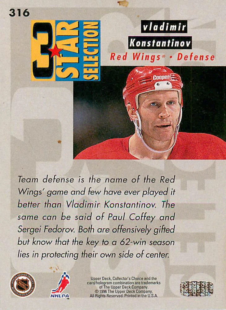 1996-97 UD Collectors Choice - Paul Coffey, Vladimir Konstantinov, Sergei Fedorov - 3 Star Selection #316