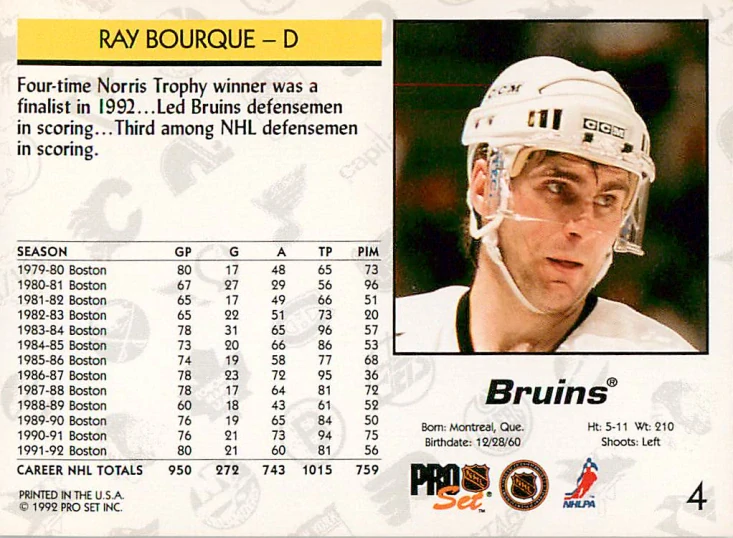 1992-93 Pro Set - Ray Bourque #4