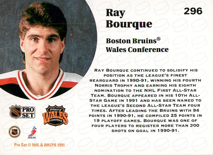 1991-92 Pro Set - Ray Bourque - All-Star Game #296