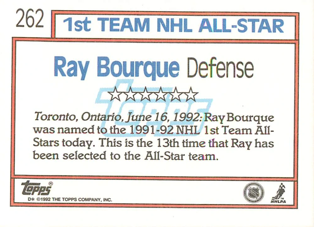 1992-93 Topps - Ray Bourque - All Star #262