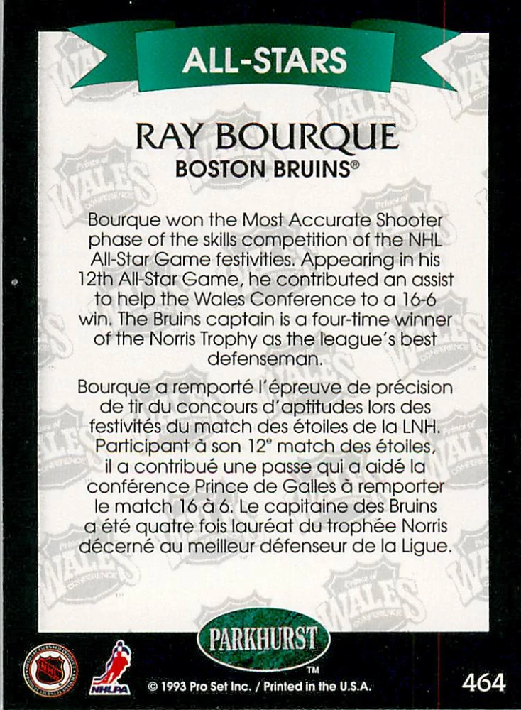 1992-93 Parkhurst - Ray Bourque - All-Stars #464