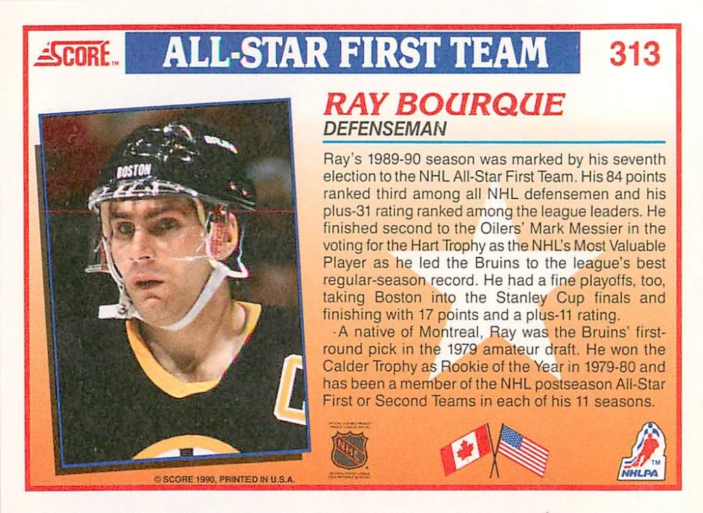 1990-91 Score - Ray Bourque (English) - All-Star First Team #313