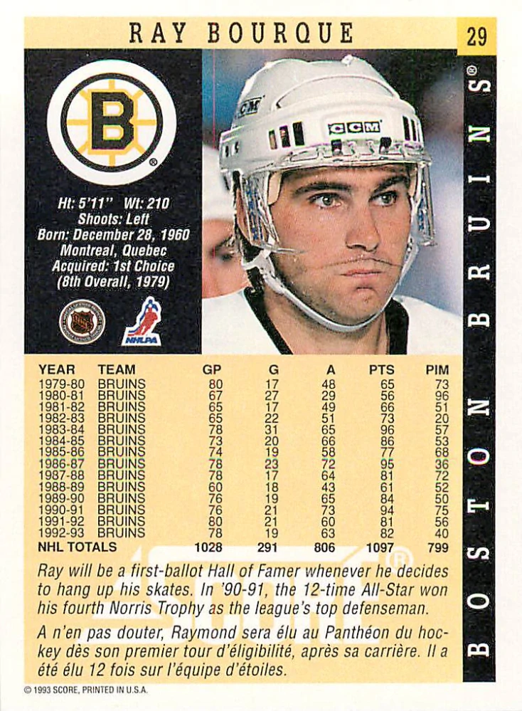1993-94 Score Canadian - Ray Bourque #29