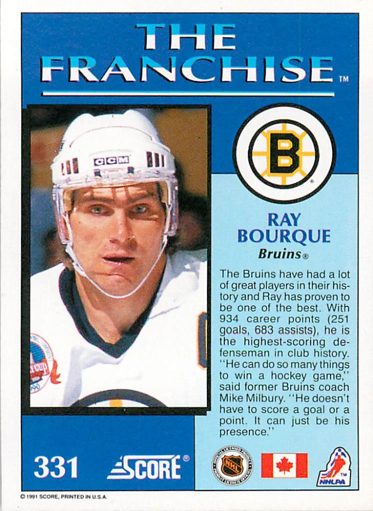 1991-92 Score Canadian - Ray Bourque - The Franchise (English) #331
