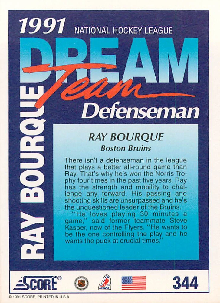 1991-92 Score - Ray Bourque - Dream Team (English) #344