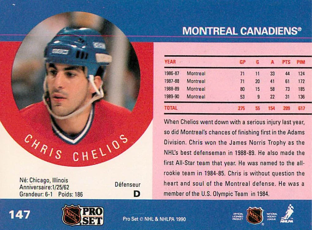 1990-91 Pro Set - Chris Chelios #147