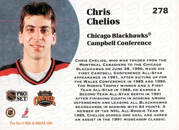 1991-92 Pro Set - Chris Chelios - All Star Game #278