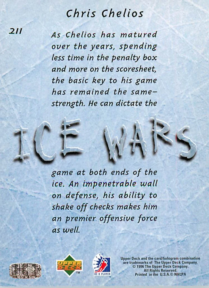1995-96 UD Be A Player - Chris Chelios - Ice Wars #211