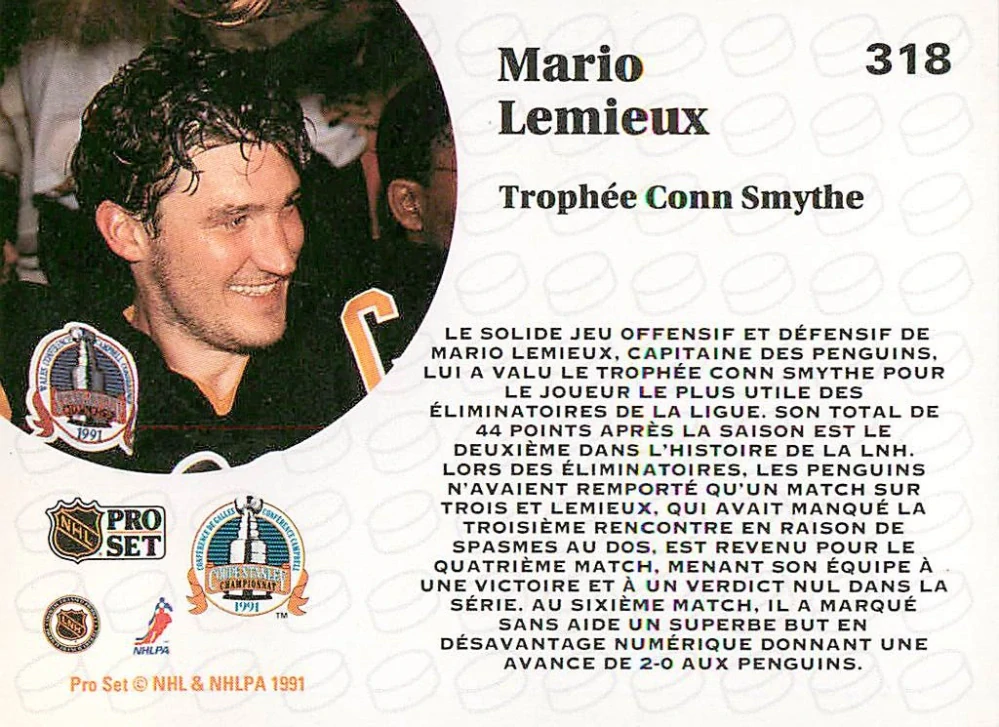 1991-92 Pro Set - Mario Lemieux (French) #318