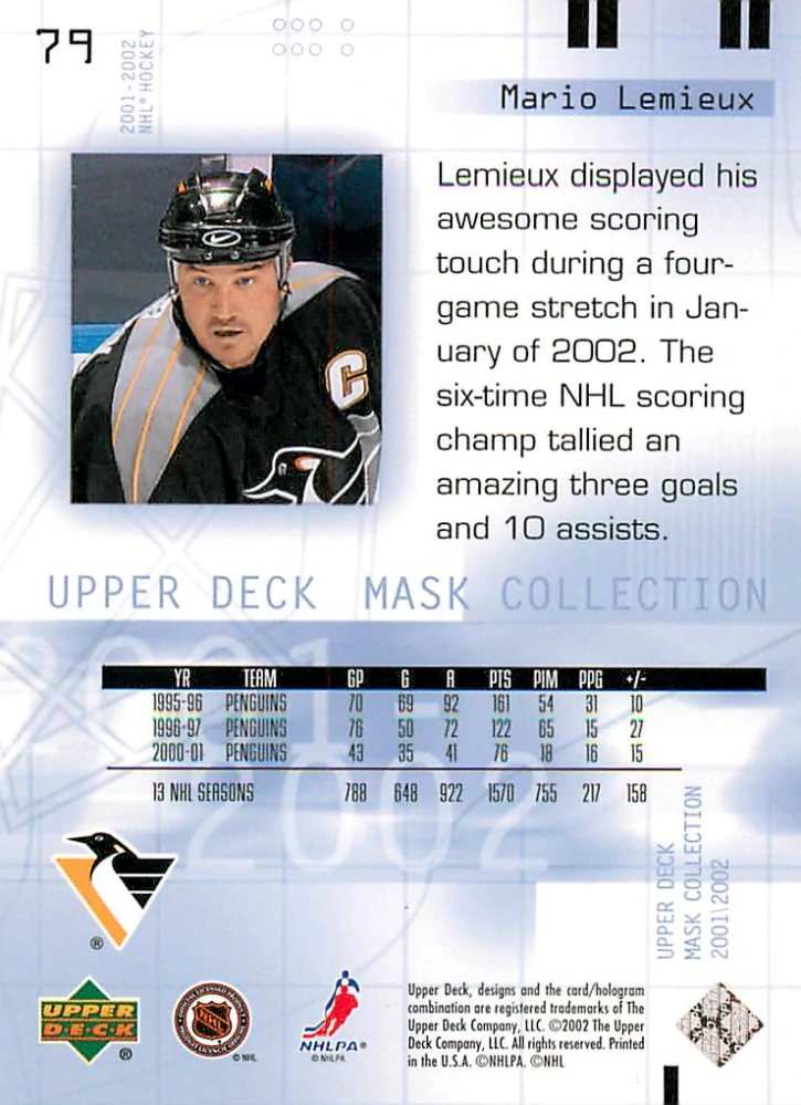 2001-02 UD Mask Collection - Mario Lemieux #79