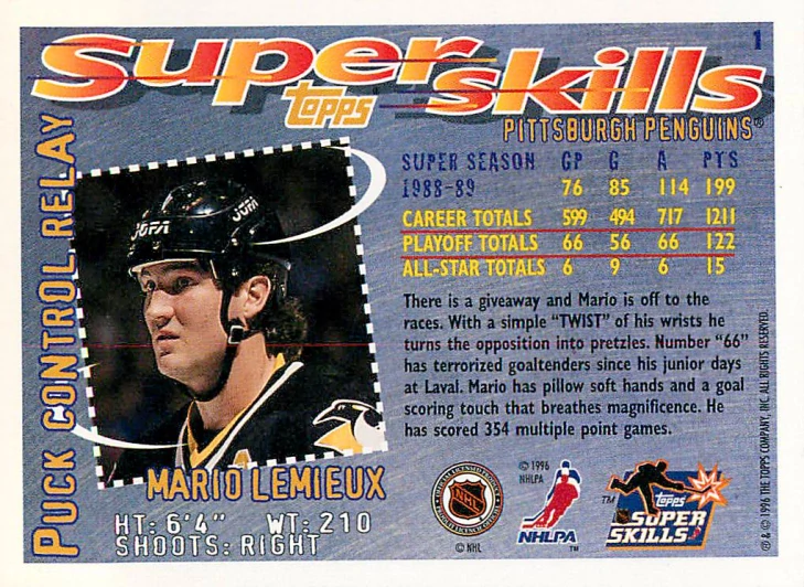 1995-96 Topps Super Skills - Mario Lemieux #1