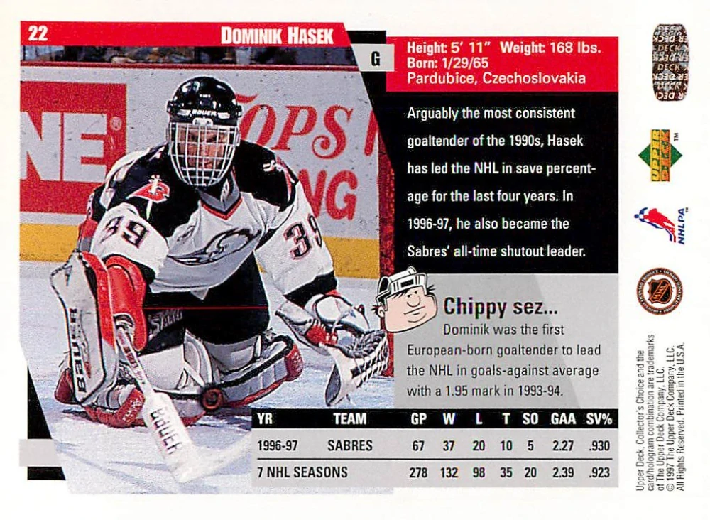 1997-98 UD Collector's Choice - Dominik Hašek #22