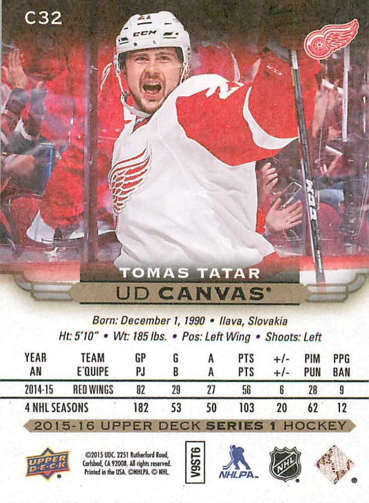 2015-16 UD Series 1 - Tomáš Tatar - Canvas #C32