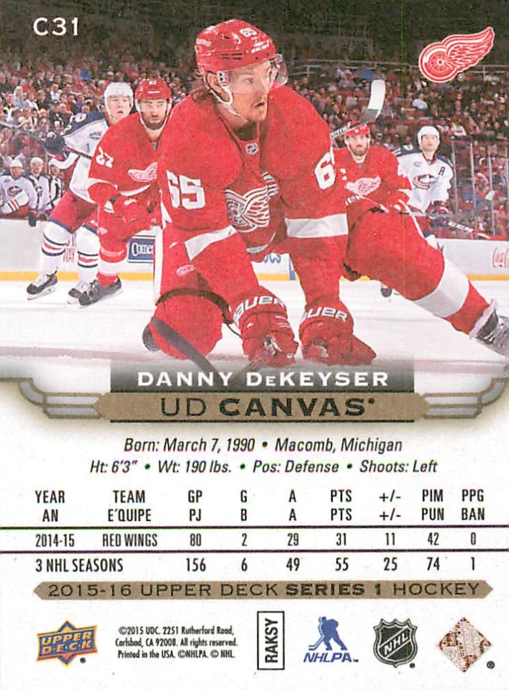 2015-16 UD Series 1 - Danny DeKeyser - Canvas #C31