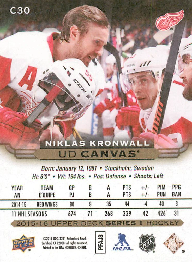 2015-16 UD Series 1 - Niklas Kronwall - Canvas #C30