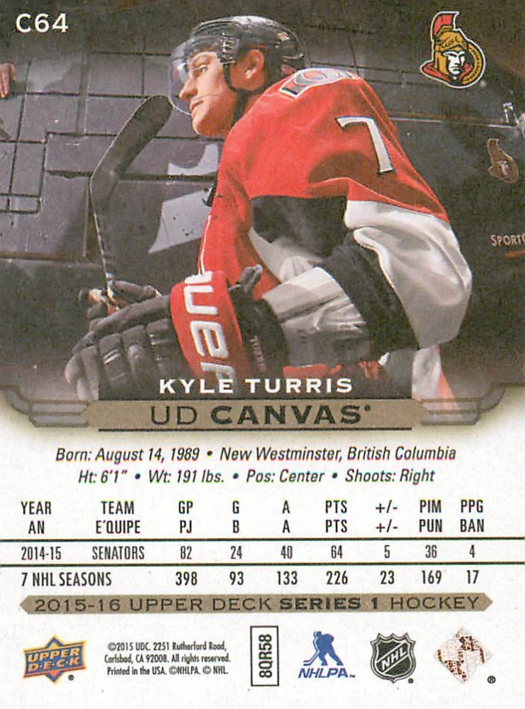 2015-16 UD Series 1 - Kyle Turris - Canvas #C64