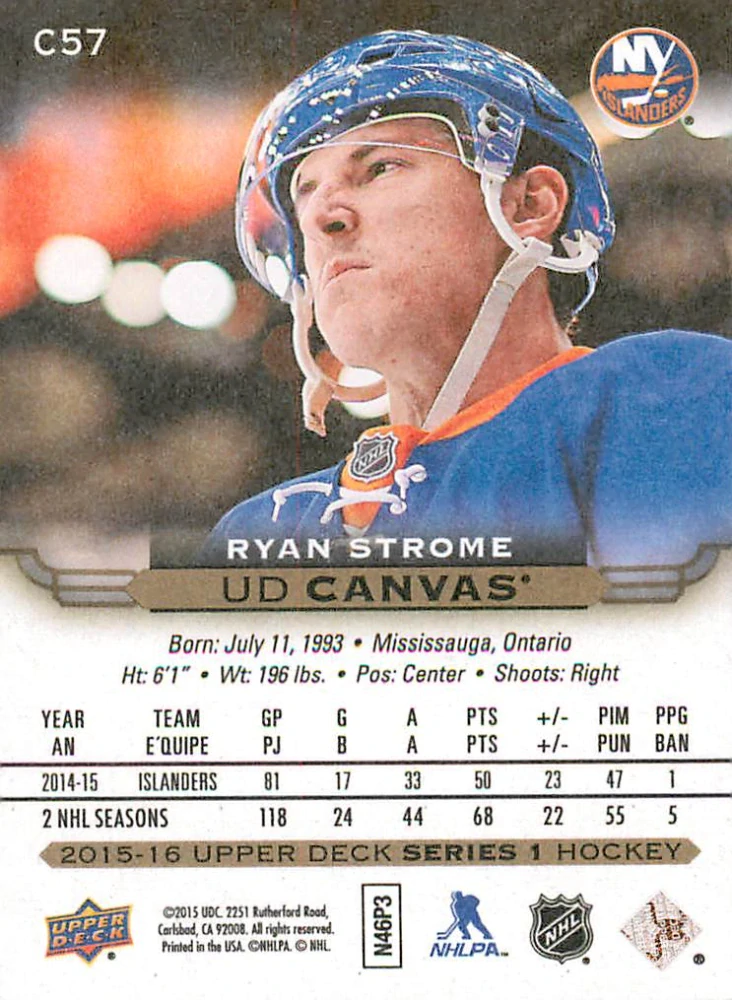 2015-16 UD Series 1 - Ryan Strome - Canvas #C57