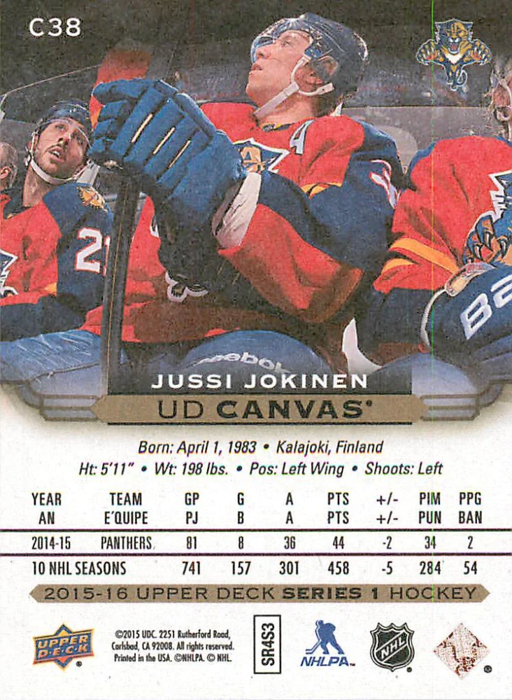 2015-16 UD Series 1 - Jussi Jokinen - Canvas #C38