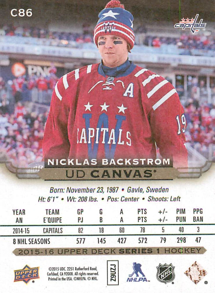 2015-16 UD Series 1 - Nicklas Backstrom - Canvas #C86