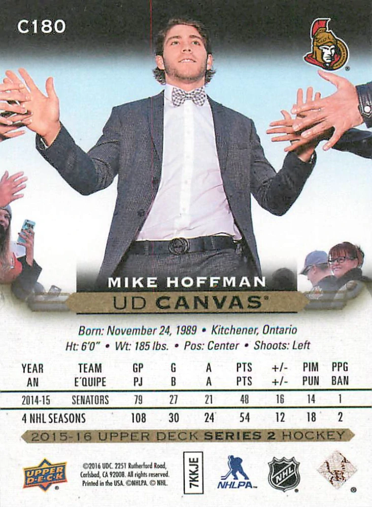 2015-16 UD Series 2 - Mike Hoffman - Canvas #C180