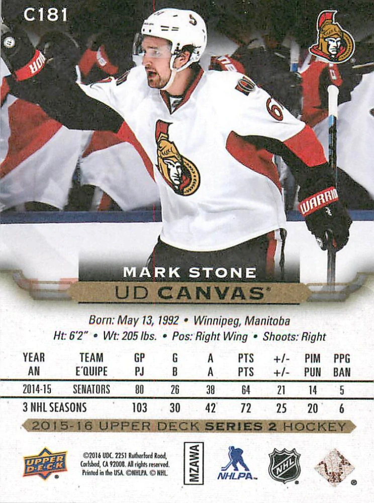 2015-16 UD Series 2 - Mark Stone - Canvas #C181
