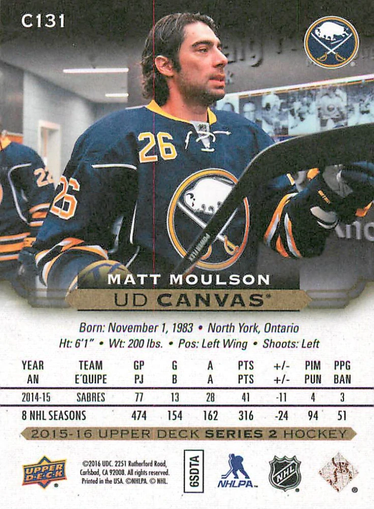 2015-16 UD Series 2 - Matt Moulson - Canvas #C131